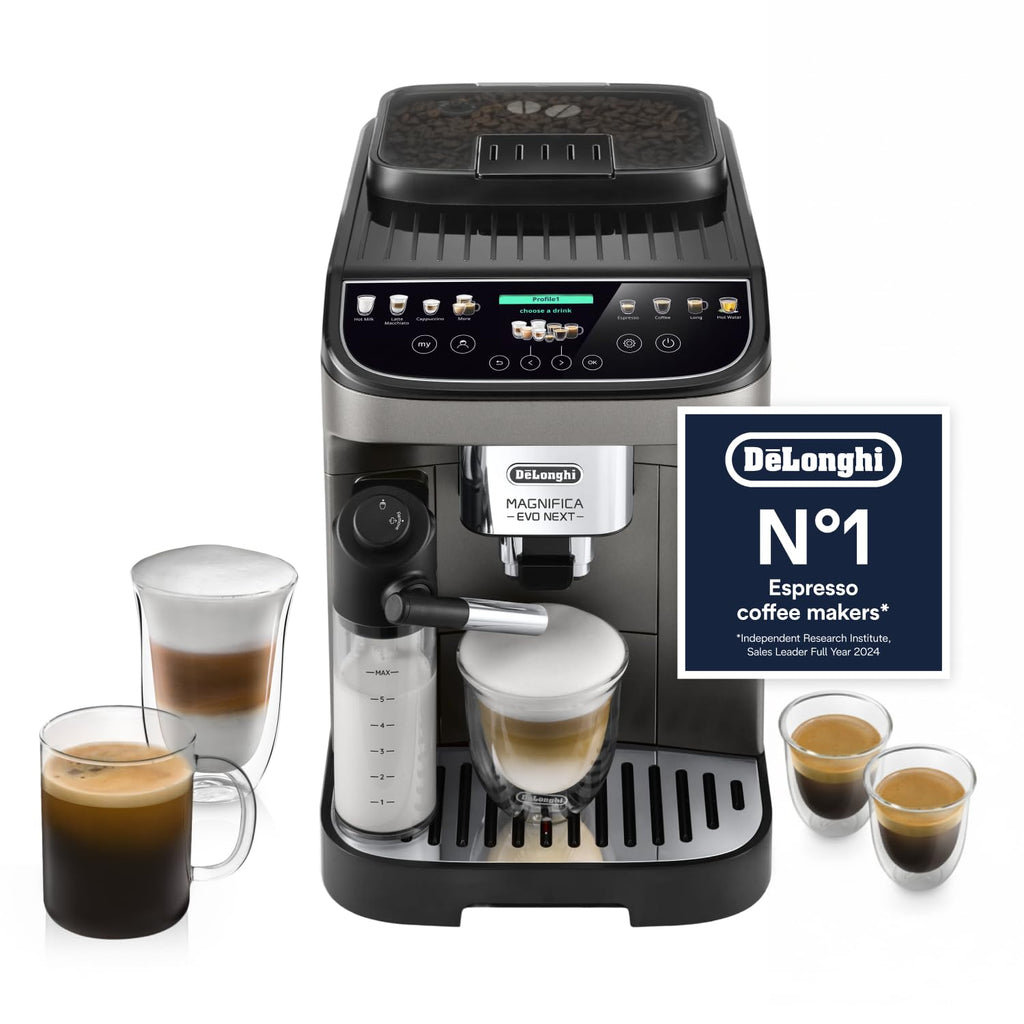 DeLonghi Magnifica S Automatic Bean-to-Cup Coffee Machine - Espresso & Cappuccino, Integrated Grinder, Black Silver
