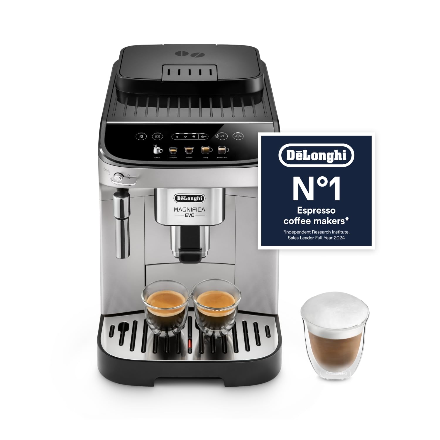 DeLonghi Magnifica S Automatic Bean-to-Cup Coffee Machine - Espresso & Cappuccino, Integrated Grinder, Black Silver
