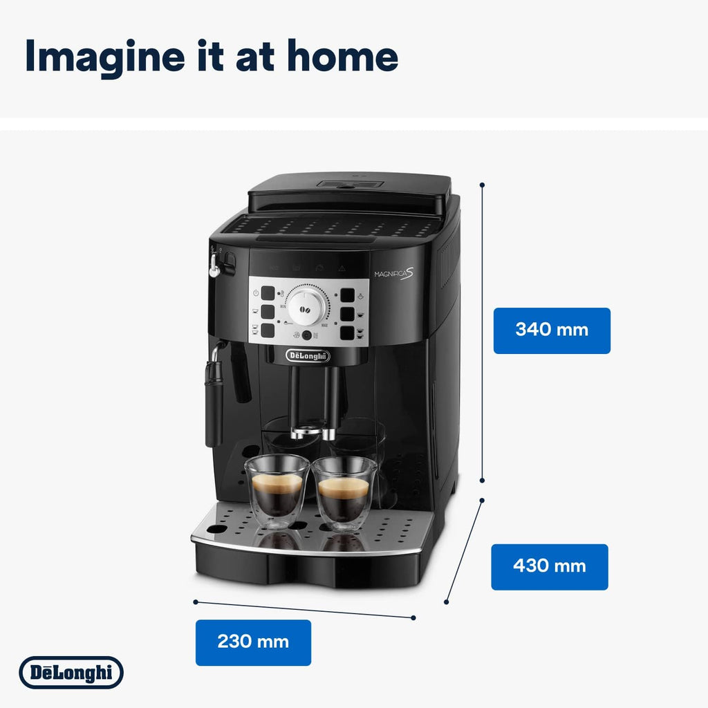 DeLonghi Magnifica S Automatic Bean-to-Cup Coffee Machine - Espresso & Cappuccino, Integrated Grinder, Black Silver