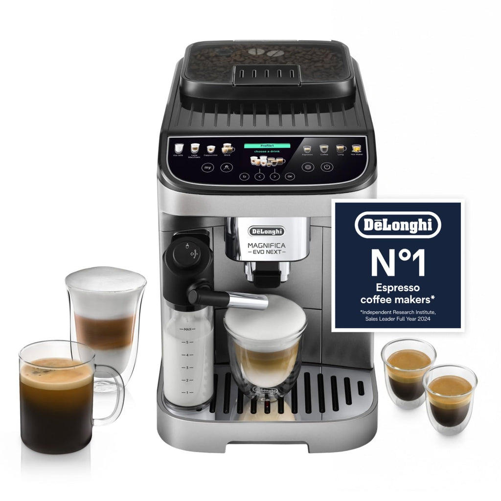 DeLonghi Magnifica S Automatic Bean-to-Cup Coffee Machine - Espresso & Cappuccino, Integrated Grinder, Black Silver