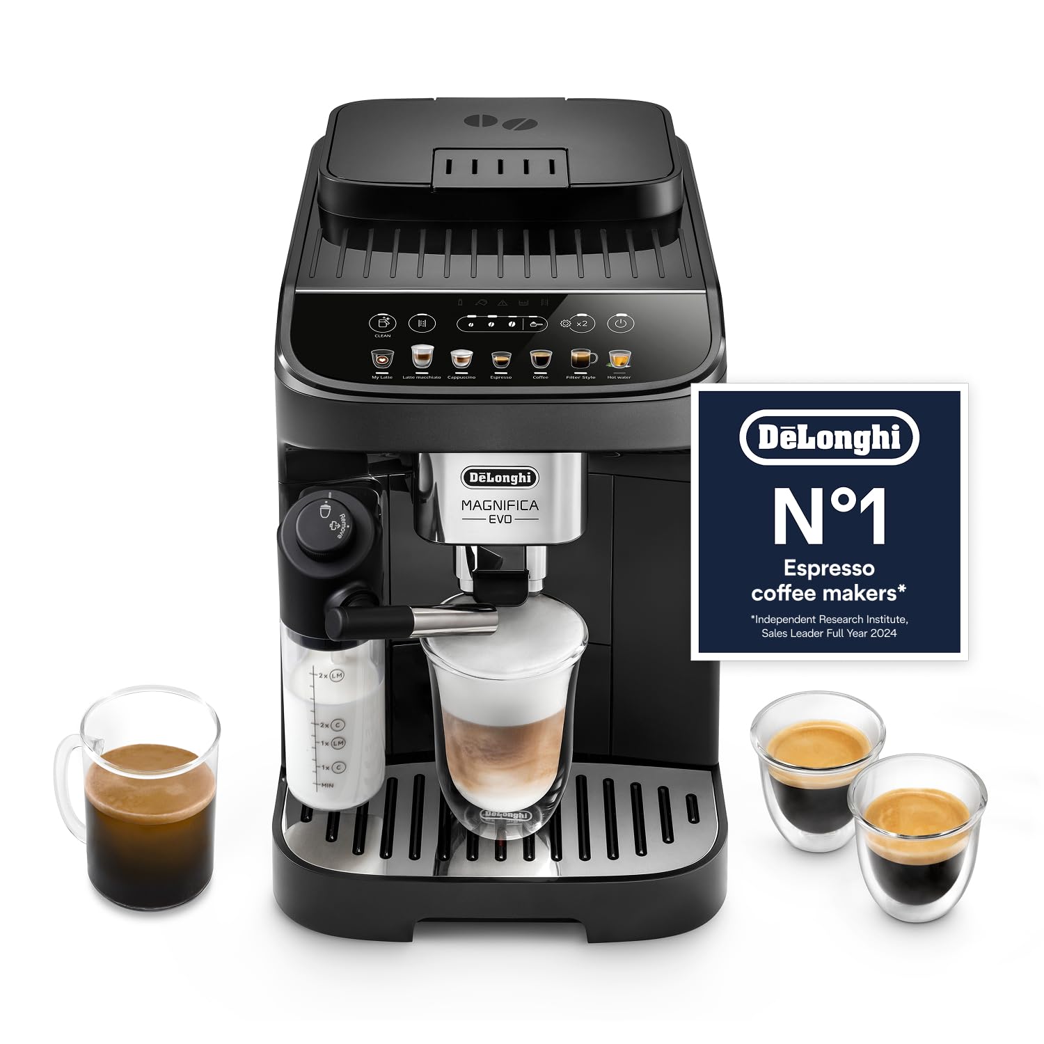DeLonghi Magnifica S Automatic Bean-to-Cup Coffee Machine - Espresso & Cappuccino, Integrated Grinder, Black Silver