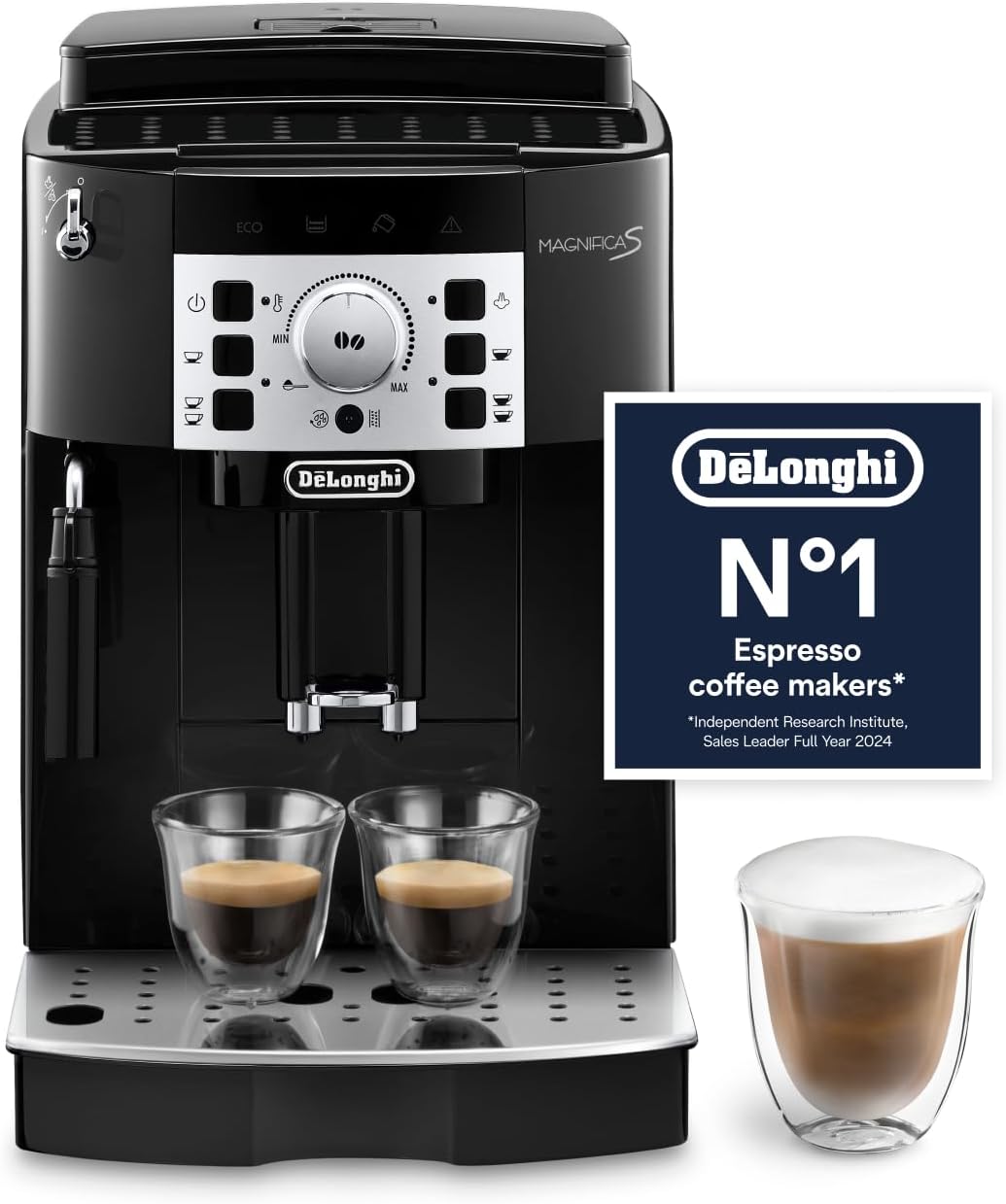 DeLonghi Magnifica S Automatic Bean-to-Cup Coffee Machine - Espresso & Cappuccino, Integrated Grinder, Black Silver