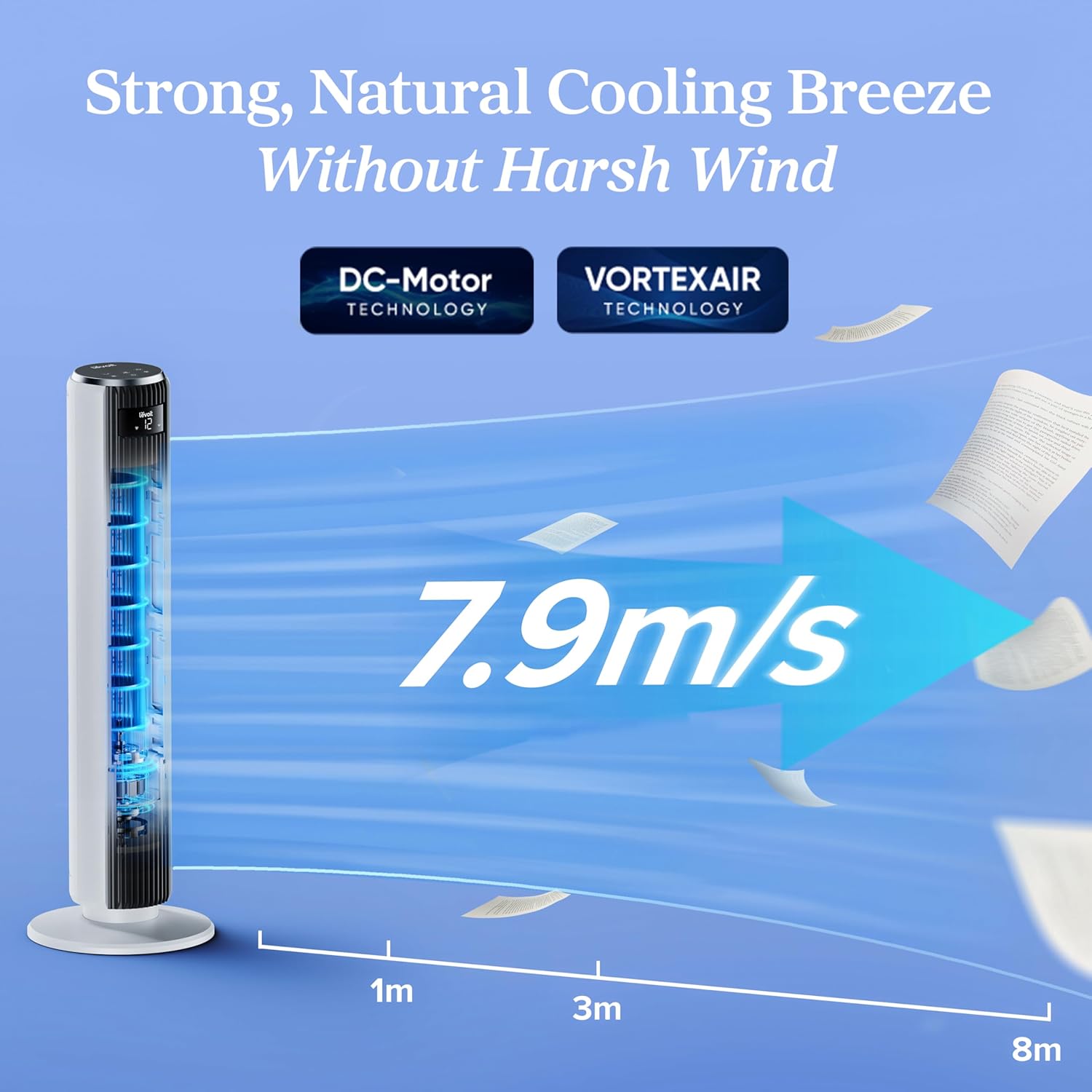 Levoit LTF-F362 DC Tower Fan - 20dB Ultra-Quiet, 12-Speed, Sleep Mode, White & Black