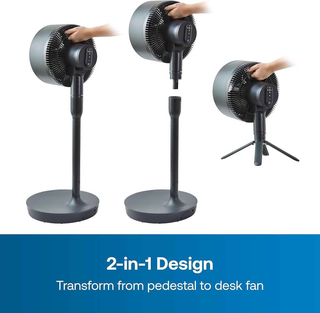 Dimplex DuoCool Cordless Floor & Desk Fan - WiFi Smart App Control, 45H Battery, Quiet 36dB, Graphite