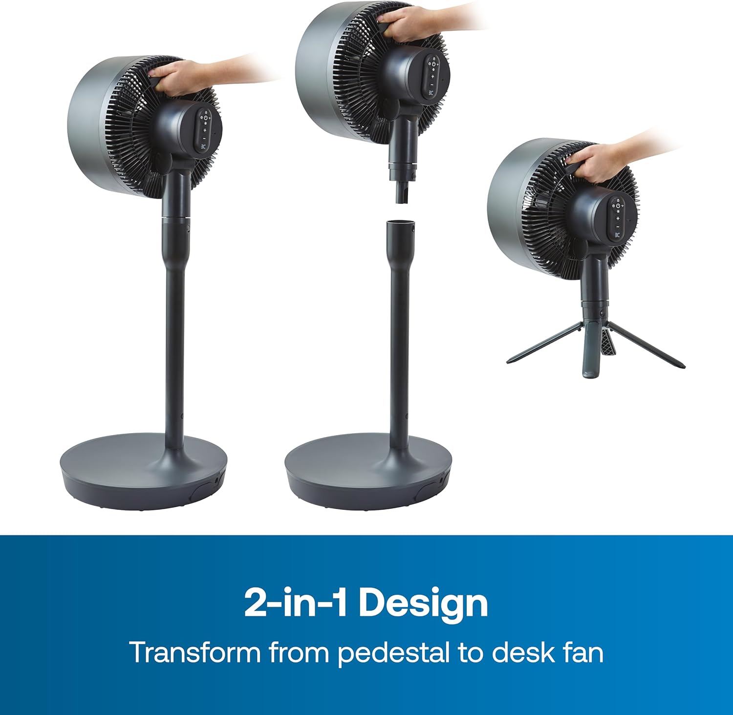 Dimplex DuoCool Cordless Floor & Desk Fan - WiFi Smart App Control, 45H Battery, Quiet 36dB, Graphite