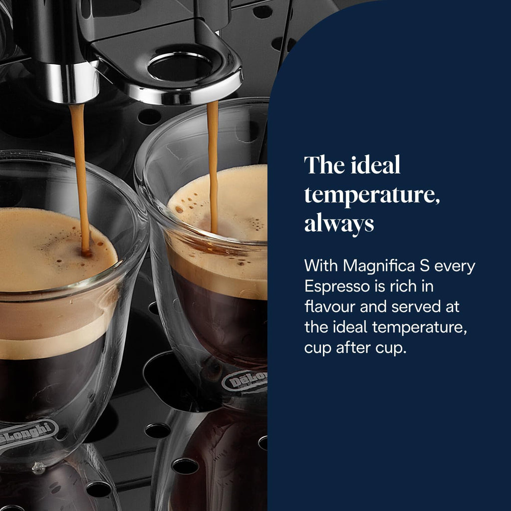 DeLonghi Magnifica S Automatic Bean-to-Cup Coffee Machine - Espresso & Cappuccino, Integrated Grinder, Black Silver