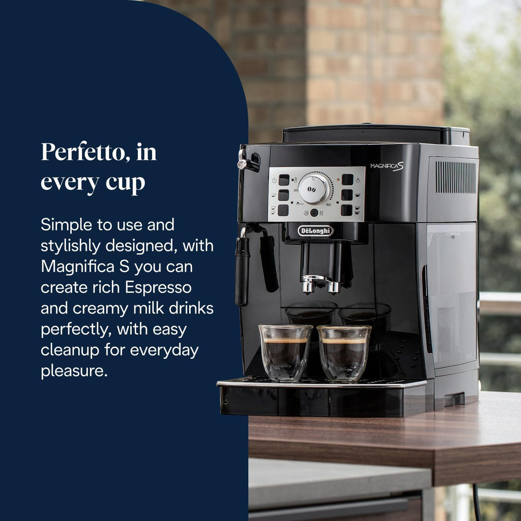 DeLonghi Magnifica S Automatic Bean-to-Cup Coffee Machine - Espresso & Cappuccino, Integrated Grinder, Black Silver