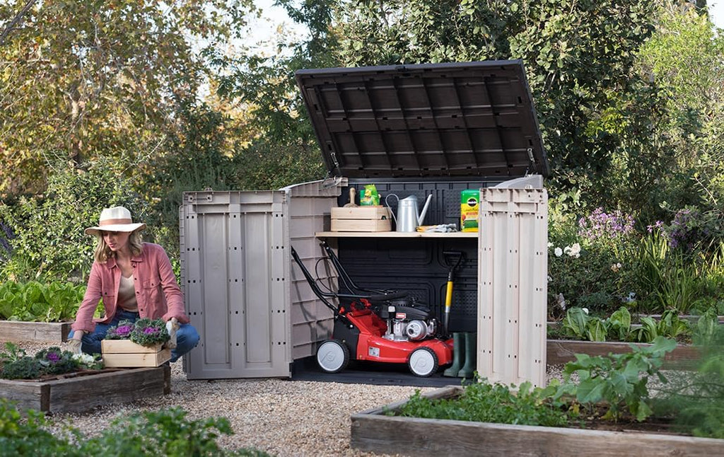Keter Store It Out Max Plastic Garden Storage Shed - 1200L Capacity, Light Brown, Lockable