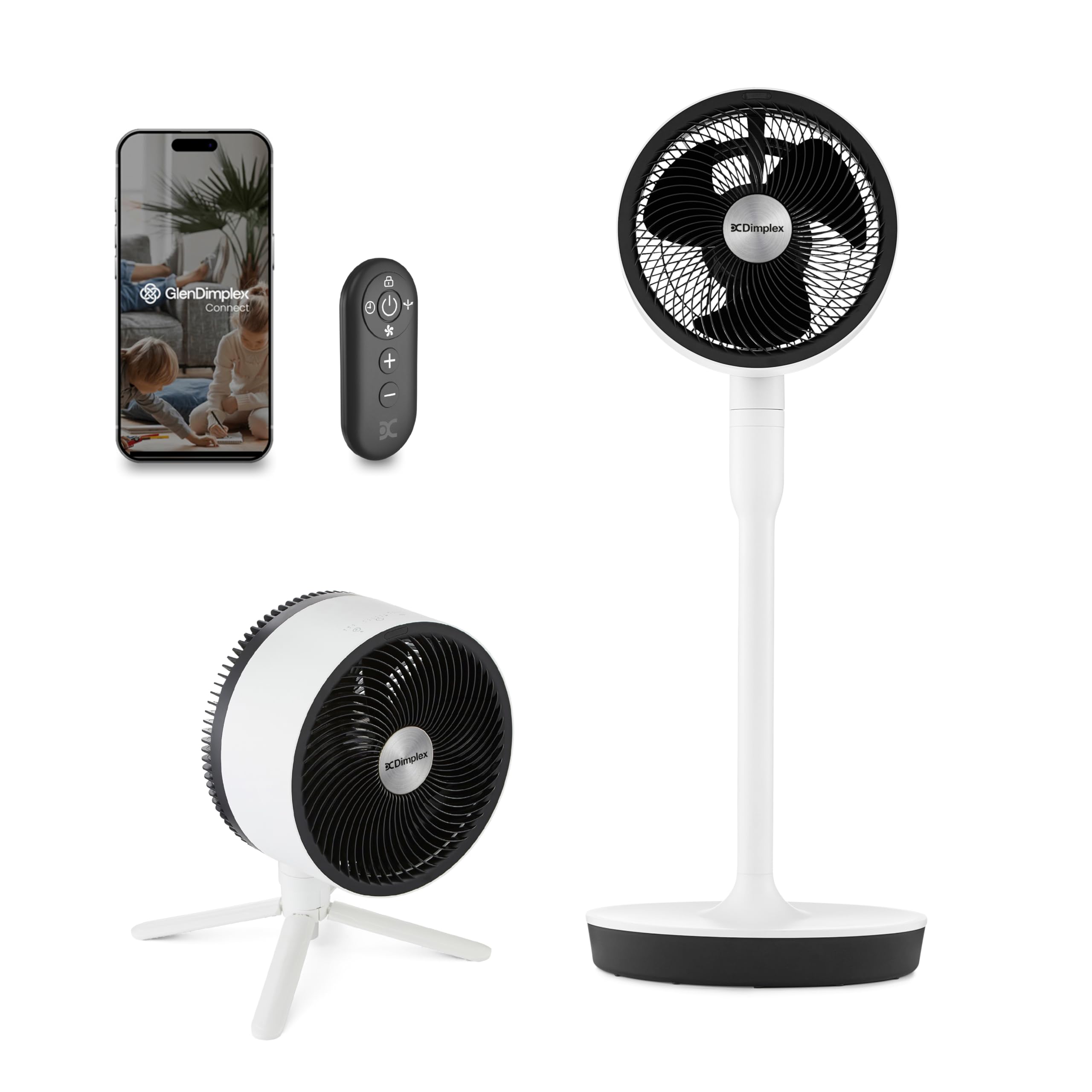 Dimplex DuoCool Cordless Floor & Desk Fan - WiFi Smart App Control, 45H Battery, Quiet 36dB, Graphite
