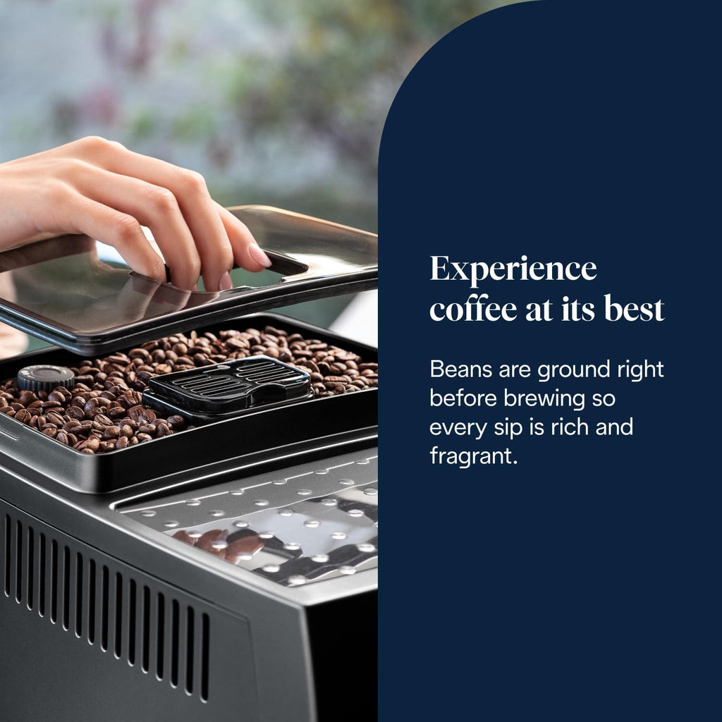 DeLonghi Magnifica S Automatic Bean-to-Cup Coffee Machine - Espresso & Cappuccino, Integrated Grinder, Black Silver