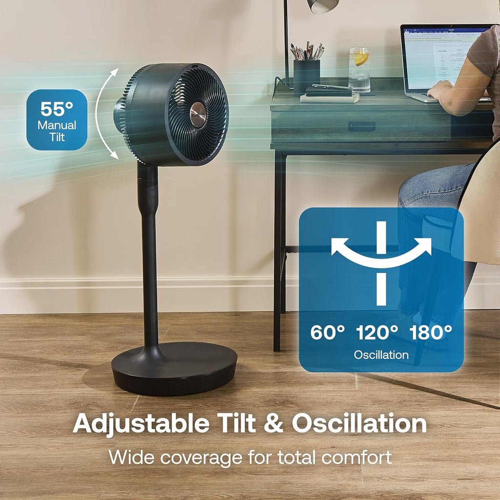 Dimplex DuoCool Cordless Floor & Desk Fan - WiFi Smart App Control, 45H Battery, Quiet 36dB, Graphite